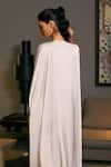 Shop_Siddartha Tytler_Ivory Lycra Satin Embellished Crystal Rope Notched Kaftan _at_Aza_Fashions