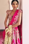 Shop_Mrunalini Rao_Pink Blouse Raw Silk Embroidery Zardozi Leaf Safar Bahar Bridal Lehenga Set _Online_at_Aza_Fashions