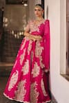 Mrunalini Rao_Pink Blouse Raw Silk Embroidery Resham Allika Gullista Bridal Lehenga Set _Online_at_Aza_Fashions