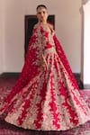 Mrunalini Rao_Red Lehenga And Waistcoat Blouse Pure Silk Saahat Jashn Bahar Bridal Set _at_Aza_Fashions