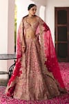 Buy_Mrunalini Rao_Red Lehenga And Blouse Raw Silk Embroidery Tarangini Paisley Bagh Bridal Set _at_Aza_Fashions