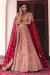 Mrunalini Rao_Red Lehenga And Blouse Raw Silk Embroidery Tarangini Paisley Bagh Bridal Set _at_Aza_Fashions