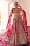 Buy_Mrunalini Rao_Red Lehenga And Blouse Raw Silk Embroidery Zardozi Vryata Mor Bagh Bridal Set _at_Aza_Fashions