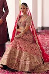 Mrunalini Rao_Red Lehenga And Blouse Raw Silk Embroidery Zardozi Vryata Mor Bagh Bridal Set _Online_at_Aza_Fashions