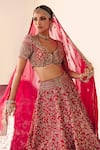 Shop_Mrunalini Rao_Red Lehenga And Blouse Raw Silk Embroidery Zardozi Vryata Mor Bagh Bridal Set _Online_at_Aza_Fashions