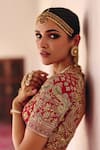 Mrunalini Rao_Red Lehenga And Blouse Raw Silk Embroidery Zardozi Vryata Mor Bagh Bridal Set _at_Aza_Fashions