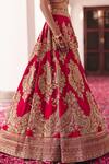 Mrunalini Rao_Red Blouse Raw Silk Embroidery Zardozi V Urja Mosaic Flora Bridal Lehenga Set _at_Aza_Fashions