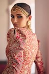 Mrunalini Rao_Red Raw Silk Embroidery Zardozi V Naavah Kashmiri Bloom Jacket With Lehenga _at_Aza_Fashions