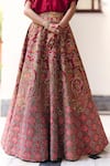 Buy_Mrunalini Rao_Maroon Pure Silk Embroidery Zardozi Evara Chiming Bloom Lehenga With Shirt _Online_at_Aza_Fashions