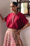 Mrunalini Rao_Maroon Pure Silk Embroidery Zardozi Evara Chiming Bloom Lehenga With Shirt _at_Aza_Fashions