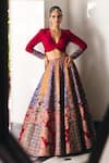 Buy_Mrunalini Rao_Multi Color Raw Silk Embroidery Sarga Carnival Bloom Patchwork Lehenga Set _at_Aza_Fashions