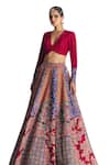 Mrunalini Rao_Multi Color Raw Silk Embroidery Sarga Carnival Bloom Patchwork Lehenga Set _at_Aza_Fashions