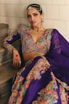 Mrunalini Rao_Purple Blouse Raw Silk Embroidery Bhaavi Paisley Blossom Bridal Lehenga Set _Online_at_Aza_Fashions