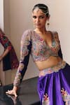 Mrunalini Rao_Purple Blouse Raw Silk Embroidery Bhaavi Paisley Blossom Bridal Lehenga Set _Online