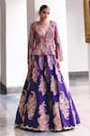 Buy_Mrunalini Rao_Purple Jacket Raw Silk Embroidery Zardozi Hruksha Ornate Bloom Lehenga With _at_Aza_Fashions