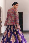 Shop_Mrunalini Rao_Purple Jacket Raw Silk Embroidery Zardozi Hruksha Ornate Bloom Lehenga With _at_Aza_Fashions