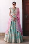 Buy_Mrunalini Rao_Green Lehenga Pure Silk Embroidered Resham Plunging V Astika Set _at_Aza_Fashions