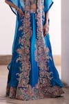 Mrunalini Rao_Blue Lehenga Pure Silk Embroidered Resham Blouse Plunging V Ekam Cape Set _Online_at_Aza_Fashions