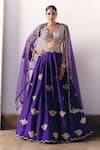 Buy_Mrunalini Rao_Purple Lehenga Pure Silk Embroidered Resham Plunging V Hruskha Set _at_Aza_Fashions