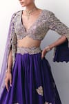 Buy_Mrunalini Rao_Purple Lehenga Pure Silk Embroidered Resham Plunging V Hruskha Set _Online_at_Aza_Fashions