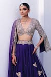 Mrunalini Rao_Purple Lehenga Pure Silk Embroidered Resham Plunging V Hruskha Set _at_Aza_Fashions