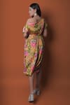 Shop_Meghna shah_Multi Color Chinon Printed Floral Asymmetric Draped Dress _at_Aza_Fashions