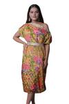 Meghna shah_Multi Color Chinon Printed Floral Asymmetric Draped Dress _Online_at_Aza_Fashions