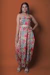 Buy_Meghna shah_Multi Color Chinon Printed Floral Jumpsuit Straight With Cape _Online_at_Aza_Fashions