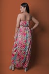 Shop_Meghna shah_Multi Color Chinon Printed Floral Jumpsuit Straight With Cape _Online_at_Aza_Fashions