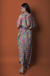 Shop_Meghna shah_Multi Color Chinon Printed Floral Jumpsuit Straight Draped With Cape _at_Aza_Fashions