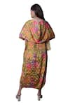 Meghna shah_Multi Color Chinon Printed Floral Jumpsuit Straight Strapless Draped With Cape _Online_at_Aza_Fashions