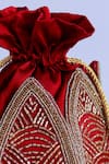 Buy_The Tan Clan_Maroon Bead Hasta Lotus Embroidered Potli _Online_at_Aza_Fashions