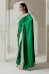 Shop_Ranian_Green Silk Satin Woven Gota Plunging Saree With Blouse _at_Aza_Fashions