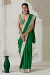 Buy_Ranian_Green Silk Satin Woven Gota Plunging Saree With Blouse 