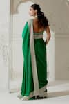 Ranian_Green Silk Satin Woven Gota Plunging Saree With Blouse _Online_at_Aza_Fashions