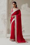 Buy_Ranian_Red Silk Satin Woven Gota Plunging Border Saree With Blouse _Online_at_Aza_Fashions