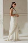 Shop_Ranian_Ivory Silk Satin Woven Gota Plunging Border Saree With Embroidered Blouse _Online_at_Aza_Fashions