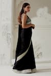 Shop_Ranian_Black Silk Satin Woven Gota Plunging Edging Saree With Embroidered Blouse _Online_at_Aza_Fashions