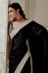 Ranian_Black Silk Satin Woven Gota Plunging Edging Saree With Embroidered Blouse _at_Aza_Fashions