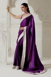 Buy_Ranian_Purple Silk Satin Woven Gota Plunging Border Saree With Blouse _Online_at_Aza_Fashions