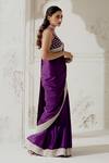 Shop_Ranian_Purple Silk Satin Woven Gota Plunging Border Saree With Blouse _Online_at_Aza_Fashions