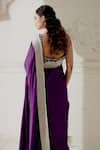 Ranian_Purple Silk Satin Woven Gota Plunging Border Saree With Blouse _Online_at_Aza_Fashions