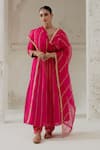 Buy_Ranian_Pink Blended Silk Embroidered Floral Round Kalidar Kurta Salwar Set _at_Aza_Fashions