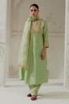 Buy_Ranian_Green Blended Silk Embroidered Floral Round Work Kalidar Kurta Salwar Set _Online_at_Aza_Fashions