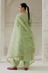 Ranian_Green Blended Silk Embroidered Floral Round Work Kalidar Kurta Salwar Set _Online_at_Aza_Fashions