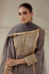 Buy_Ranian_Grey Blended Silk Embroidered Floral Round Work Kalidar Kurta Set 