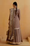 Ranian_Brown Georgette Embroidered Gota Patti Round Kurta Lehenga Set _Online_at_Aza_Fashions