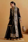 Buy_Ranian_Black Georgette Embroidered Gota Patti Round Kurta Lehenga Set _Online_at_Aza_Fashions