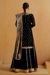 Ranian_Black Georgette Embroidered Gota Patti Round Kurta Lehenga Set _Online_at_Aza_Fashions