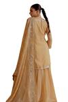 Buy_Ranian_Gold Georgette Embroidered Gota Patti Round Kurta Ghardar Lehenga Set 